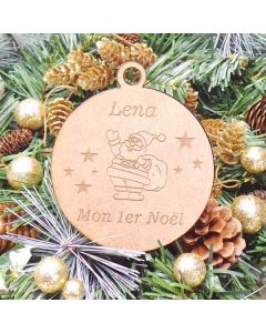 Boule Noël Personnalisable en bois Père Noël