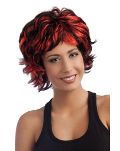 Perruque femme cheveux courts rouge et noir