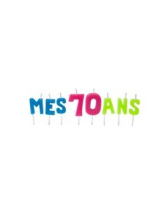 Bougies lettres sur piques "Mes 70 ans"