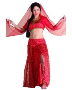Déguisement femme danseuse orientale rouge – Taille Unique