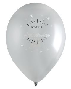 Ballon Joyeux Anniversaire argent x8