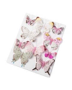 10 Papillons dégradé rose tailles assorties