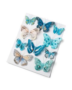 10 Papillons dégradé bleu tailles assorties