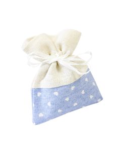 x4 Sachets en tissu bleu avec coeur