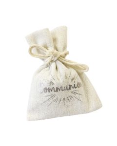 x4 Sachets en tissu Communion argent