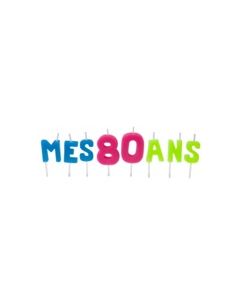 Bougies lettres sur piques "Mes 80 ans"