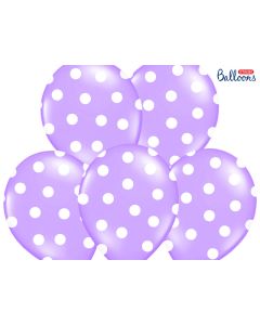 Ballon de baudruche lilas avec pois blanc