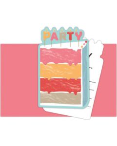 6 invitations anniversaire et enveloppes birthday cake