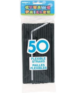 50 pailles flexibles - Noir