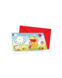 Cartes d'invitation avec enveloppe Winnie the Pooh x 6