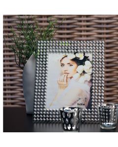 Cadre rectangulaire contour billes argent