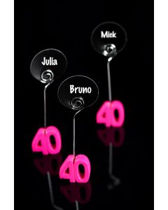 2 Marque-places anniversaire fuchsia - 40 ans