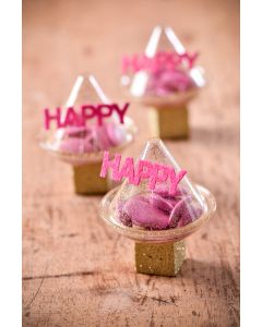 Confetti Happy - fuchsia et or