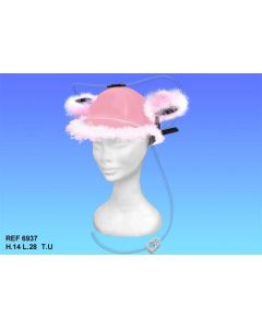 Casque anti-soif avec des plumes - rose