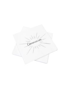 Serviette papier communion blanc et argent 33 cm x 33 cm - 3 plis x 20