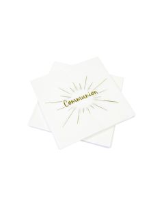 Serviette papier communion blanc et or 33 cm x 33 cm - 3 plis x 20