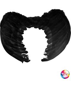 Paire d'ailes anges plumes noires - 50 x 35 cm
