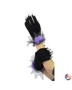 Gants avec rose, dentelle et ongles en argent - adulte