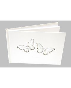 Livre d'or blanc papillons satin