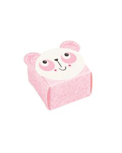 10 Boîtes à dragées carrées panda rose