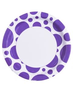 assiette jetable pois violet