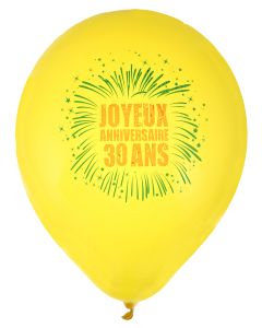 8 Ballons "Joyeux Anniversaires 30 ans" jaune à prix fou!