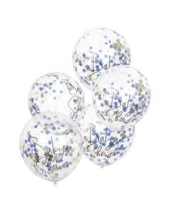 ballons confettis bleu et or x 5