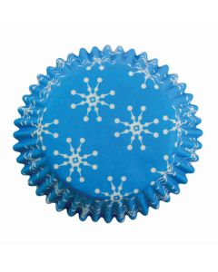 60 Caissettes à cupcakes bleues flocon de neige