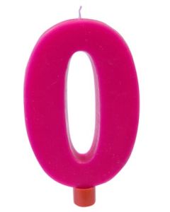 Bougie géante fuchsia n°0 sur pique - 17 cm