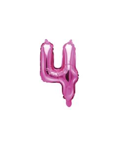 Ballon métallisé fuchsia chiffre 4 - 36 cm