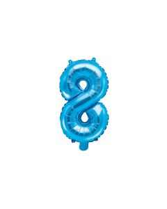 Ballon métallique turquoise chiffre 8 - 35 cm 