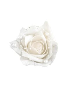 4 roses perlées autoadhésives - Crème