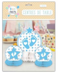 Centre de table baby shower bleu