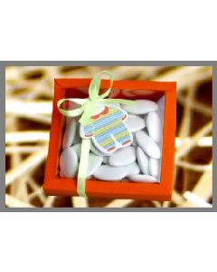 Boîtes dragées Nina GM BAPTEME à plat + étiquettes - grenouillère
