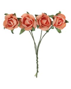 20 Mini roses papier - corail à prix jamais vu
