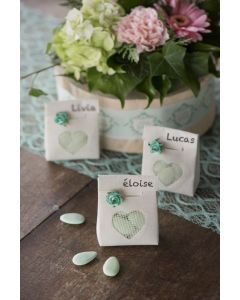 20 Mini roses papier - mint pour mariage