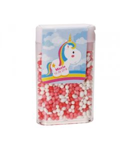 Boîte à bonbons licorne luna  avec l'étiquette - 3,5 cm x 1,5 cm x 6 cm