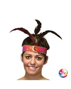 Bandeau Charleston rouge 3 plumes