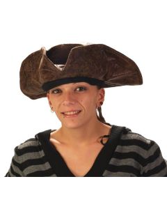 Chapeau imitation cuir pirate des Caraïbes adulte - marron 