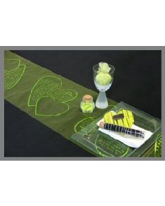 Chemin de table organza - coeur vert