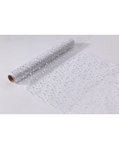 Chemin de table organza blanc - Pois argent