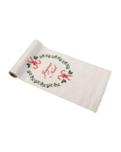 Chemin de table lin "Joyeux Noël" pas cher