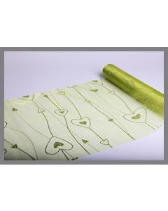 Chemin de table pluie de coeur vert anis à prix choc.
