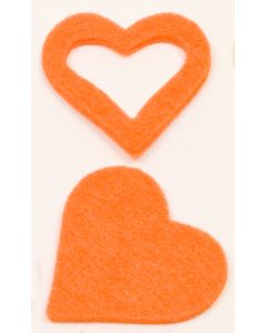 Coeurs en feutrine - orange