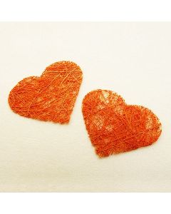 Coeurs déco en abaca - orange