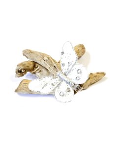 4 papillons strass sur pince 8 cm - argent