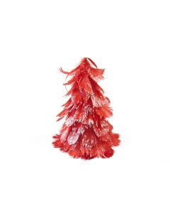 Centre de table sapin en plume - rouge