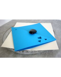 Faire part et enveloppe : motif coeur -  turquoise