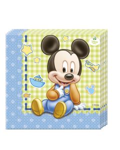 20 serviettes en papier 33 x 33 cm - Mickey Baby