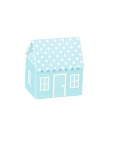 10 Boîtes maison bleue toit pois